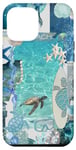 iPhone 15 Pro Max Blue Ocean Collage Sea Turtle Seashells Starfish Beach Lover Case
