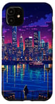 iPhone 11 New York City View Synthwave Retro Pixel Art Case