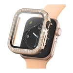 Apple Watch SE/6/5/4 (44mm) Deksel i Hardplast Med Innebygd Skjermbeskytter - Rose Gold &amp; Rhinsten
