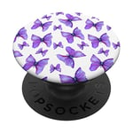 PopSockets Cute Watercolor Purple Butterfly On White For Girls PopSockets Swappable PopGrip