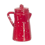Dolls House Red Spotted Coffee Pot Miniature Kitchen Accessory Metal 1:12 Scale
