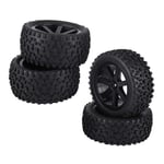 RC Car Tires, 4 PCS RC Car Wheels 1/10 RC Truck Rubber Tire Wheel Tyre for ZD Racing Buggy Crawler Car Off-road Truck Car (Black)