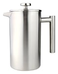 Café Ole CFD-06S 6 Cup Double Walled Straight Sided Cafetiere Coffee Maker, Satin, 800 ml/0.8 Litre