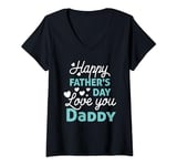 Womens Happy Fathers Day Daddy Shirt 2023 for Dad Kids V-Neck T-Shirt