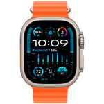 Apple Ultra 2 GPS + Cellular 49mm Titanium Orange Ocean Band MREH3 - Herre - 49 mm - Smartwatch - Digitalt/Smartwatch