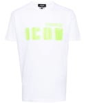 Dsquared2 Mens Icon Blur Cool Green logo Cotton T-Shirt in White - Size X-Large