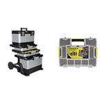 Stanley FATMAX Rolling Workshop Toolbox & Sortmaster Stackable Storage Organiser for Tools, Small Parts, Adjustable Compartments, 1-97-483