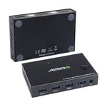 Boîte de commutation HDMI KVM, affichage vidéo, séparateur de commutateur USB 2 en 1 sortie 4K USB pour 2 PC, partage clavier souris imprimante Plug And Paly - 21QHQ0802A00102