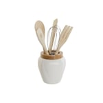 Dåse til køkkenudstyr Hvid Bambus Porcelæn 10,5 x 10,5 x 12 cm 6 Dele