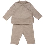 HUTTEliHUT VAD baby shirt + bux set wool knit – camel - 56/62