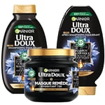 Garnier Ultra Doux - Coffret Routine au Charbon Magnétique et à l'Huile de Fleur de Nigelle - Pour les Cheveux Normaux à Gras