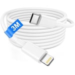 Câble USB C vers Lightning 3M [Certifié Apple MFi], Cable iPhone USB C pour iPhone 14 13 12 Pro Max/14 Plus/11/XS/X/8, Long iPhone Charge Rapide Câble Lightning USB C Fil Chargeu 3M Cable Chargeur