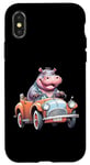 Coque pour iPhone X/XS Hippopotame drôle conduite voiture classique vintage cadeau homme femme enfant