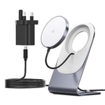 Magnetic Wireless Charger for iPhone 15/14/13/12 Series -with Mag Safe Charger Stand and Adapter, Compatible with-Magsafe iPhone 14/15/14/15 Plus/14/15 Pro/14/15 Pro Max and iPhone 12/13 Series