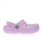 Girl's Shoes Crocs Junior Classic Lined Slip on Clogs in Purple