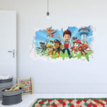 Paw Patrol Group Broken Wall With Ryder Wall Sticker (120cm Width x 60cm Height)