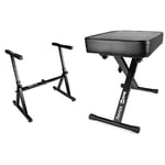 Rockjam Z-Frame Heavy Duty Keyboard Stand for Digital Pianos and Keyboard Pianos & RJKBB100 Premium Adjustable Padded Keyboard Bench or Digital Piano Stool with lessons.