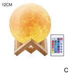 16 Color Rechargeable Moon Lamp Night Light Dimmable Led 3d C 12cm