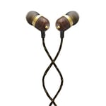 House of Marley Smile Jamaica In-Ear Headphones - Sustainably Crafted, Eco-Friendly, Noise Isolating Wired Earphones, 9.2mm Driver, Tangle-Free Cable, 1 Button Microphone Control - Brass
