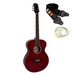 Tiger Red Acoustic Guitar for Beginners with 6 Months FREE Lessons
