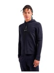 Armani Exchange Men's Pull-Over Hooded Sweatshirt with Front Back Logo, Navy, XL
