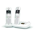 Gigaset AS690A Duo - Téléphone fixe sans fil avec répondeur, 2 combinés avec grand écran rétroéclairé pour un affichage ultra lisible, fonction blocage d'appels - Blanc [Version Française]
