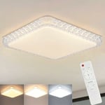 ZMH - Plafonnier plafonnier led dimmable avec télécommande: 30 cm lampe ciel étoilé moderne plafond couloir lampe 32W carré cristal chambre lampe a