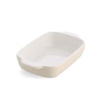 KitchenAid Stoneware Ceramic Nonstick Rectangular Baking Dish with Bamboo Lid, 20 cm/0,9L, PFAS Free, Durable, Space Saving, Oven Safe up to 260°C, Dishwasher Safe, Almond Cream