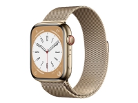 Apple Watch Series 8 (GPS + Cellular) - 45 mm - guld, rostfritt stål - smart klocka med milanesisk loop - handledsstorlek: 150-200 mm - 32 GB - Wi-Fi, LTE, Bluetooth, UWB - 4G - 51.5 g