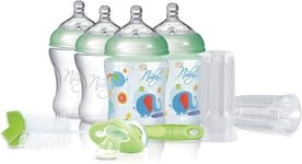 4 x Nuby Newborn Baby Feeding Bottles Starter Set Brush Dummy Anti Colic Unisex