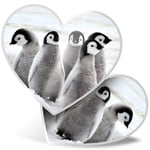 2 x Heart Stickers 7.5 cm - Emperor Penguin Chicks Birds Fun Decals for Laptops,Tablets,Luggage,Scrap Booking,Fridges, #13280