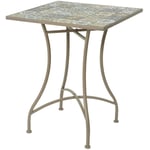 Table en métal/mosaïque couleur : brun 58x58x72cm modèle bistro pour l'extérieur