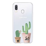 Evetane Coque Compatible avec Samsung Galaxy A20e 360 intégrale Coque Avant arrière Resistant Fine Protection Solide Housse Etui Transparente Cactus Love Motif Tendance