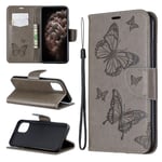 Butterfly läder iPhone 11 Pro Max fodral - Silver/Grå
