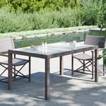 vidaXL havebord 150x90x75 cm hærdet glas og polyrattan brun