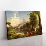 Big Box Art The Voyage of Life Youth by Thomas Cole Canvas Wall Art Print Ready to Hang Picture, 76 x 50 cm (30 x 20 Inch), Cream, Cream, Grey