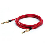 Kurphy 3.5mm Male to 3.5mm Male Aux Cable Cord Car Audio Headphone Jack Red 3FT Cord