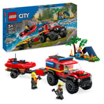 LEGO City 4x4 Fire Engine with Rescue Boat Building Toys for 5 Plus Year Old Boy