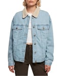 Urban Classics Women's Ladies Oversized Sherpa Denim Jacket, clearblue Bleached, S
