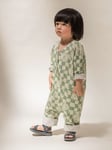 Claude & Co Baby Organic Cotton Checkerboard & Sun-Kissed Print Overalls, Sage