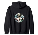 Wild Wolf Moon Howling Nature Lover Animal Spirit Print Zip Hoodie