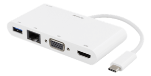 USB 3.1 - USB-C Dockingstation - USB-A / RJ45 LAN / 100W PD USB-C - / 4K HDMI / VGA - Hvid