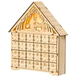 Adventskalender för att fylla 24 lådfack Julkalender med LED-ljus Adventskalenderlåda Juldekoration DIY MDF-skiva naturträ 26,6