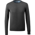 Maskotstickad tröja 50636, rund hals, merinoull, antracit/grå, XL