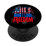 4 juillet Man I Love Freedom MILF US Flag Funny Patriotic PopSockets PopGrip Interchangeable