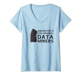 Womens Archivists The Original Data Miners, Library Technician V-Neck T-Shirt