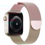 Milanese SE Metalliskt Magnetiskt Armband för Apple Watch Rem iwatch Serie 9 3 6 5 SE 7 8 Ultra 2 (Het Rea på Rabattpris) Pink Rose Gold 42mm/44mm/45mm/49mm
