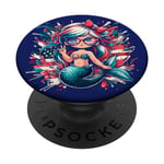 4th of July Patriotic Mermaid Patriotic Girl Outfit US Flag PopSockets Swappable PopGrip