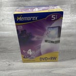 Memorex DVD+RW 120 Min 4.7 Gb 5x Pack Rewritable DVD Discs in Jewel Cases SEALED