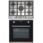 SIA 60cm Black Touch Control Fan Oven And Stainless Steel 70cm 5 Burner Gas Hob